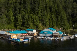 uitzicht op de Lodge | Knight Inlet Lodge